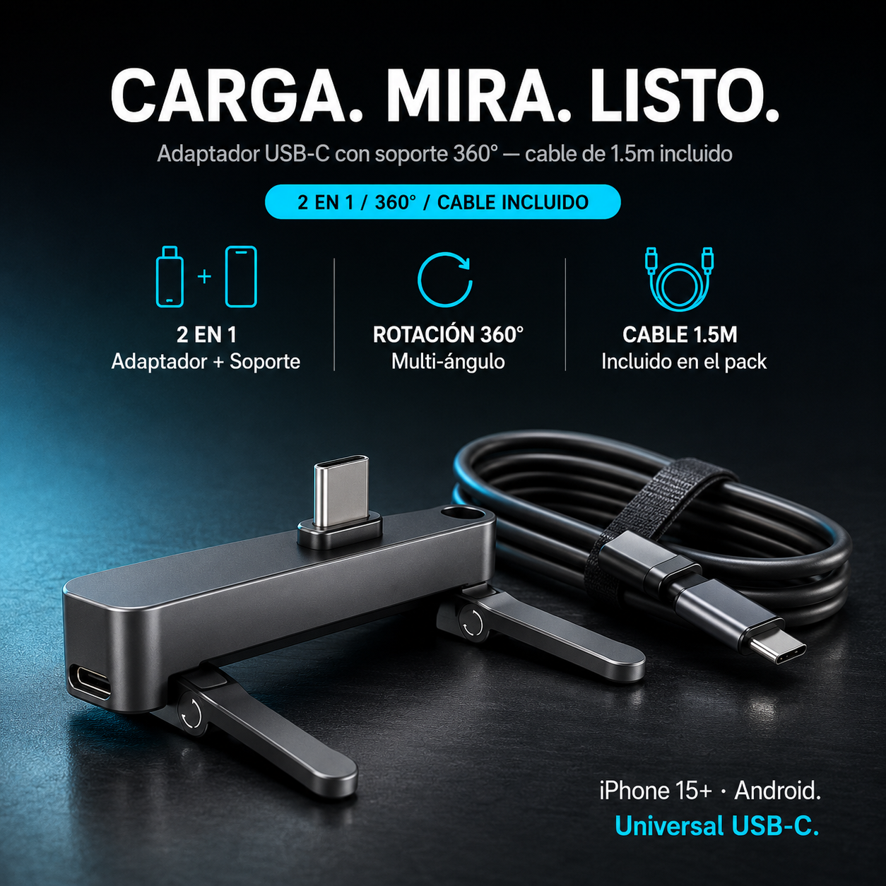 Cargador 2 en 1 plegable