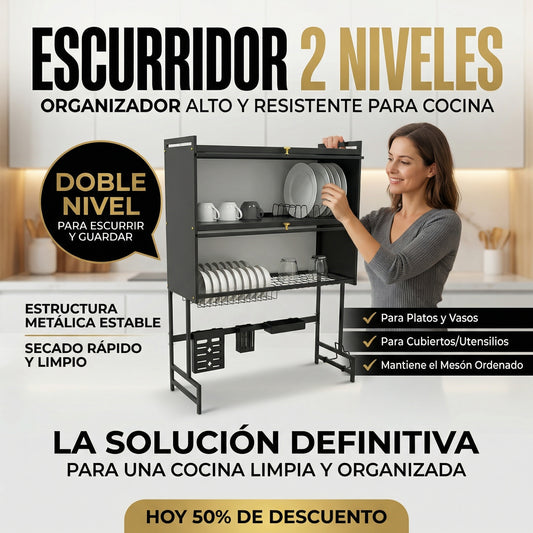 ESCURRIDOR DE PLATOS DE DOS NIVELES